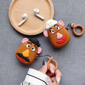 

Cute Cartoon Silicone Earphone Case 3D Toy Story Mrs Mr.Potato Head Protection Headphone Cover For Apple Airpods 1 2 Accessories