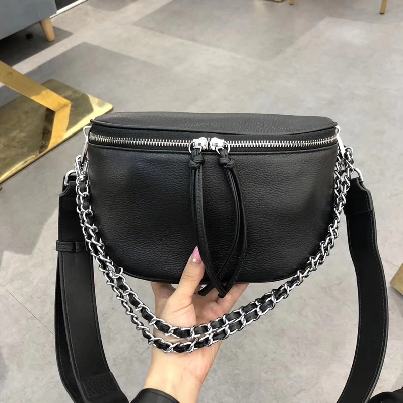 Модная женская сумка через плечо с 2 ремнями сумка-мессенджер из натуральной кожи