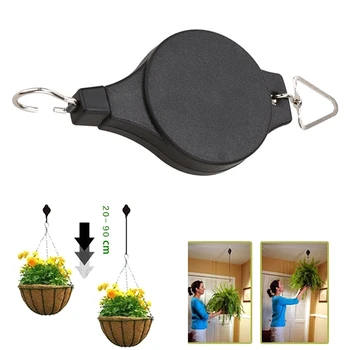 

Hanging Plant Basket Pulley Pull Down Hanger Retractable Lower Hanger Pulley Adjustable Garden Baskets Pots Hooks