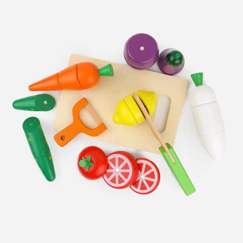 

Kid Wooden Kitchen Set Toys 10 Pcs/Set Food Toy Cuting Vegetables Cuting Fruit Educational Pretend Play Safe Cute Girl Toy Gift