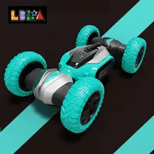 C15 RC Stunt Car 4WD 1:16 Mini Twisting Off-Road Vehicle with Light Music Double Side Drift Climb Crawler Toys for Children