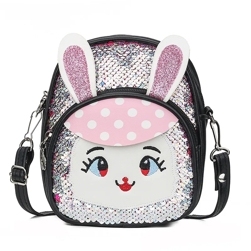 Дети девочки мальчик блестки пайетки Кролик Рюкзак сумка на плечо школьные сумки рюкзак 7 цветов - Цвет: 3