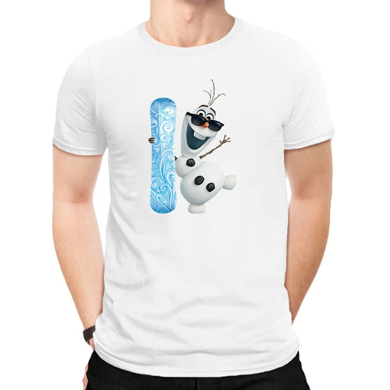 

LUSLOS Plus Size Men T Shirt Olaf Printed Cute White Tshirt Streetwear T-shirt Male T Shirts Plus Size Homme Tee Tops Harajuku