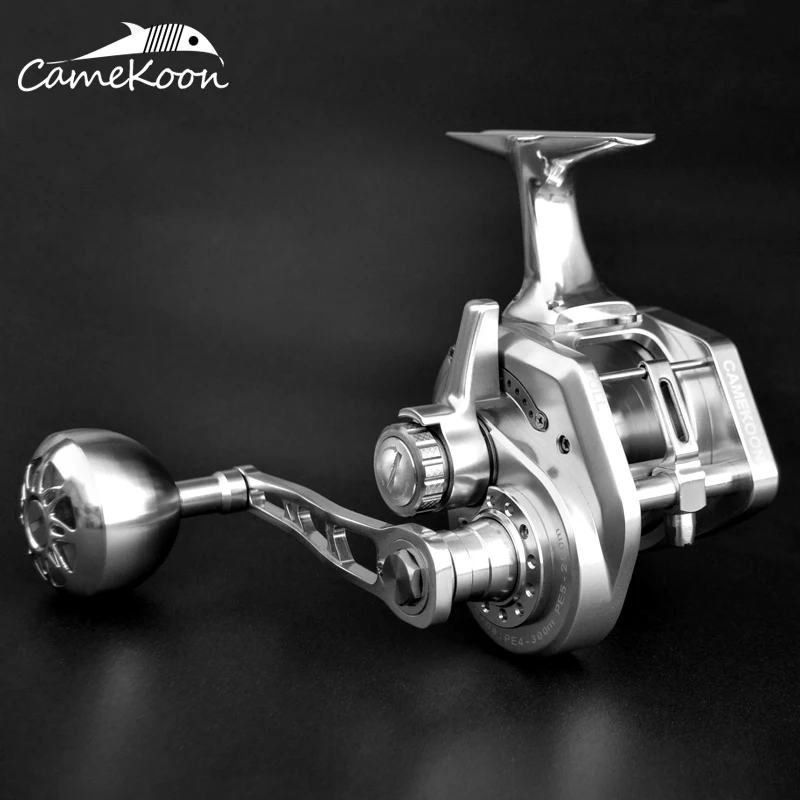 Camekoon Bobina Da Traina In Acqua Salata Con Dispositivo Eolico Di Livello 13 + 2 Cuscinetti Mulinelli Da Jigging Con Impugnatura Sferica Ad Alta Vel