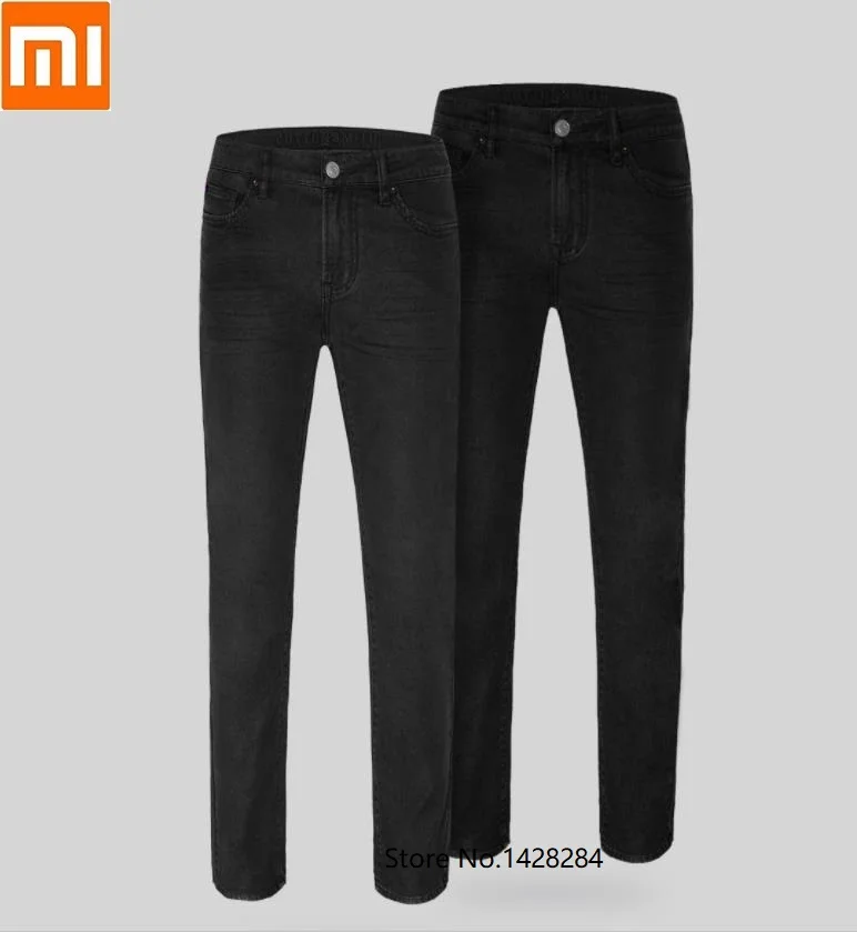 Xiaomi Классические черные мужские джинсы из хлопка, повседневные тонкие прямые джинсы, Стрейчевые джинсовые штаны, весенние осенние мужские брюки