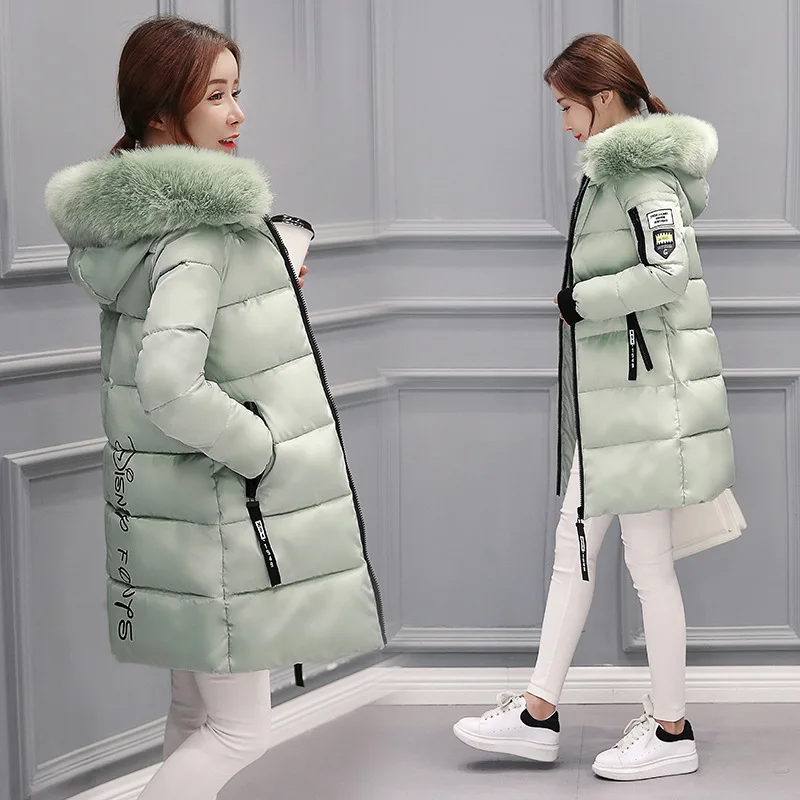 

2019 Winter Hot Selling Mid-length Cotton-padded Clothes Women's Hot Sales Korean-style Slim Fit Hooded Model with English Lette