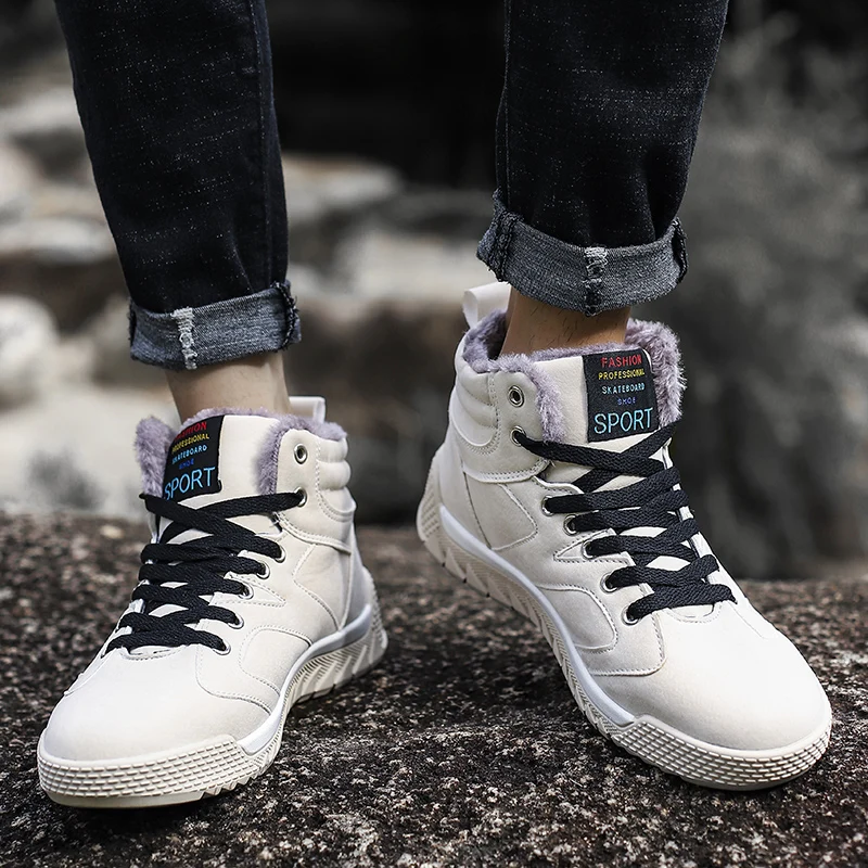 Winter Boots Men High-top Water-resistant Cotton Shoes Male Plus Velvet Warm Couple Snow Boots Northeast Outdoor Casual Shoes