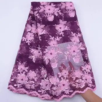 

African Beaded Lace Fabric Embroidery Nigerian Lace Fabric 2020 High Quality Lace Sequins French Net Lace Fabric For Women S1903