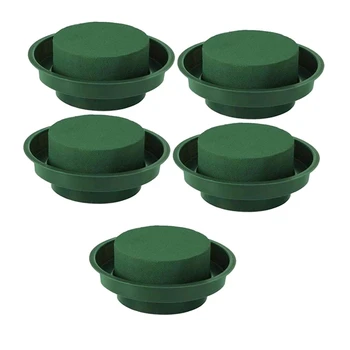 

5 Pack DIY Flower Arrangement Kit Green Round Wet Floral Foam with Bowl Wedding Aisle Flowers Party Decoration