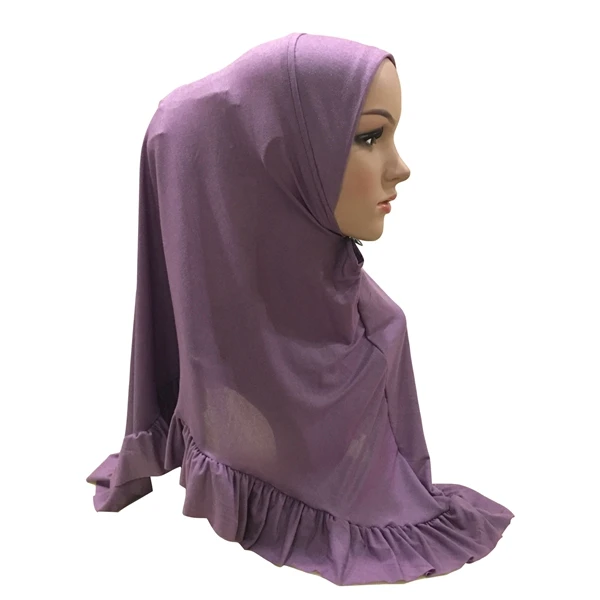 Розничная эластичный простой низ гофрированный мусульманский цельный хиджаб 80*65 см - Цвет: 13