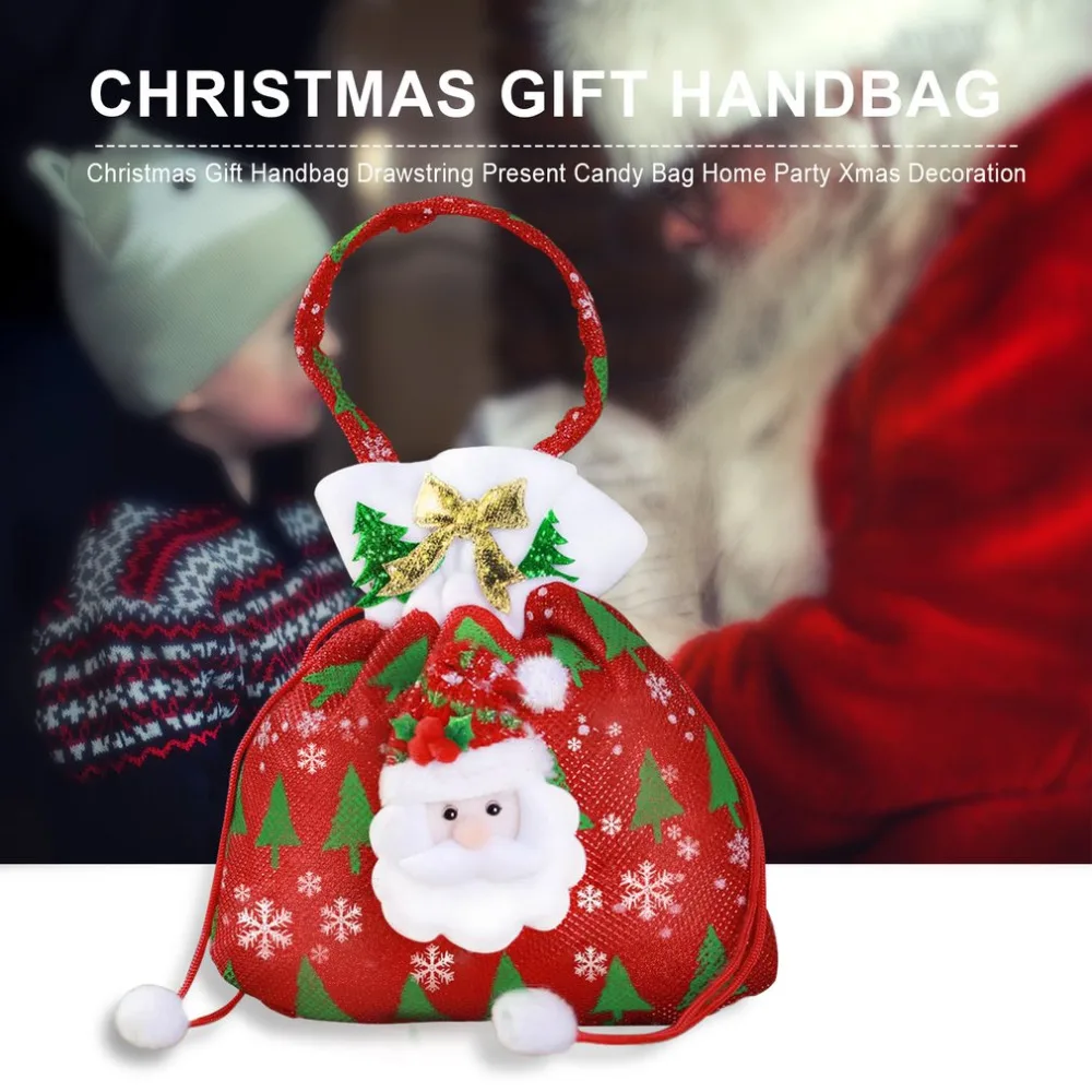 Christmas Gift Handbag Drawstring Candy Bag Merry Christmas Sweet Candy Bags Present Bag Home Party Xmas Decoration