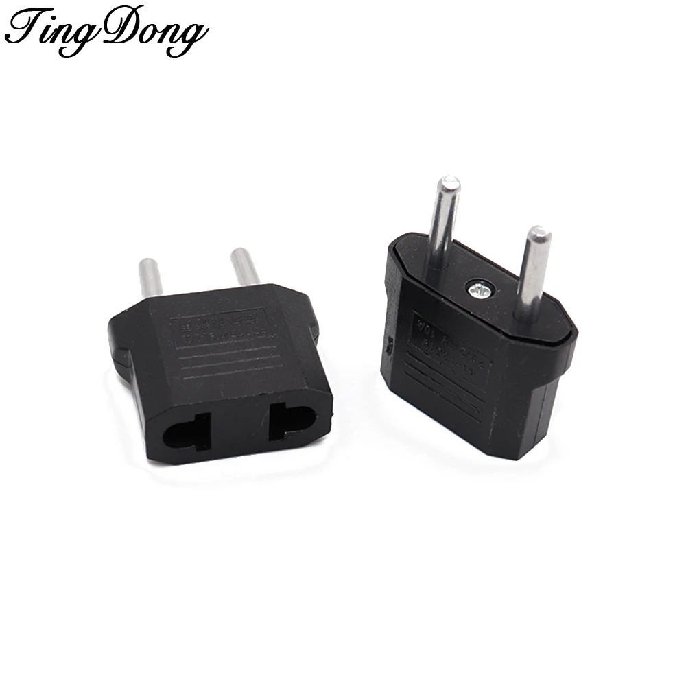 

TingDong Universal US To EU Plug USA To Euro Europe Travel Wall Power Charger Outlet Adapter Converter 2 Round Socket Input Pin