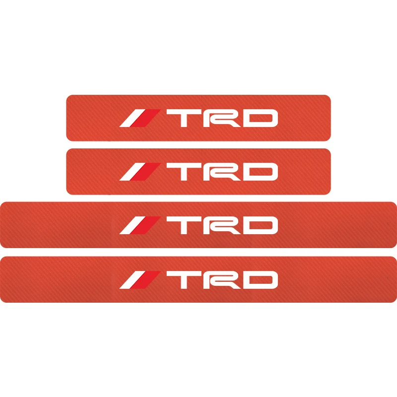 4 шт. автомобильный Стайлинг TRD эмблема автомобиля углеродного волокна порога наклейки для Toyota CROWN eiz TRD гоночный логотип авто аксессуары - Название цвета: Orange White