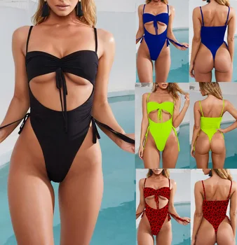 

5-Color Women's Bandage Swimsuit Sports Bikini Hot summer Swimsuit leopard bikini set Solid color