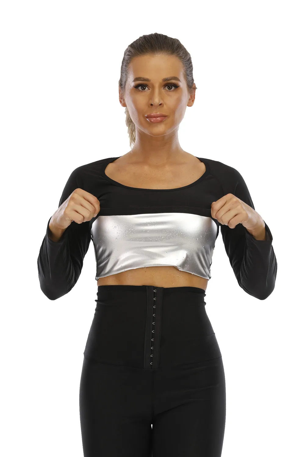 Women Long Sleeve Neoprene Sweat Sauna Vest Body Shapers Vest Waist Trainer Shapewear Waist Shaper Corset For Women honeylove shapewear