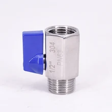 1/" BSP мама-папа мини санитарный шаровой клапан Homebrew пиво SUS 304 нержавеющая сталь с синим Hanlde
