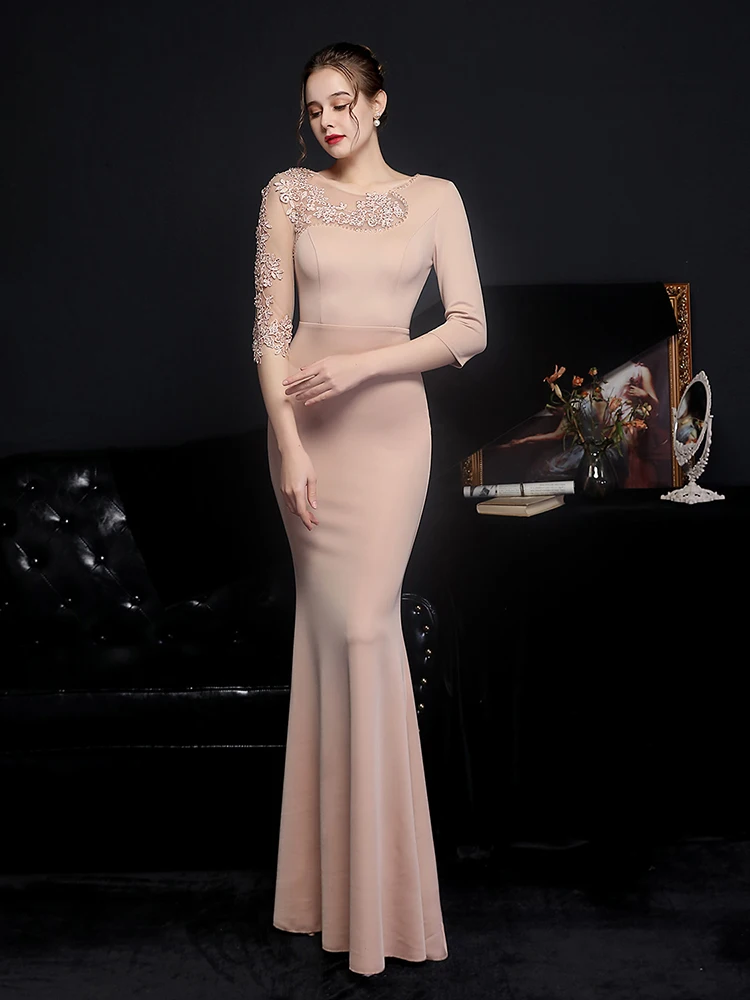 New Burgundy Half Sleeve O Neck Mermaid Evening Dress Cut Out Lace Formal Women Vestidos Elegant Occation Prom Robe De Soriee | Свадьбы и
