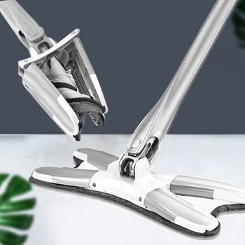 

Manual Extrusion Floor Mop Hand Free Washing Flat Mop With Microfiber Replace Pads Easy Wringing Household Floor Cleaning Tools