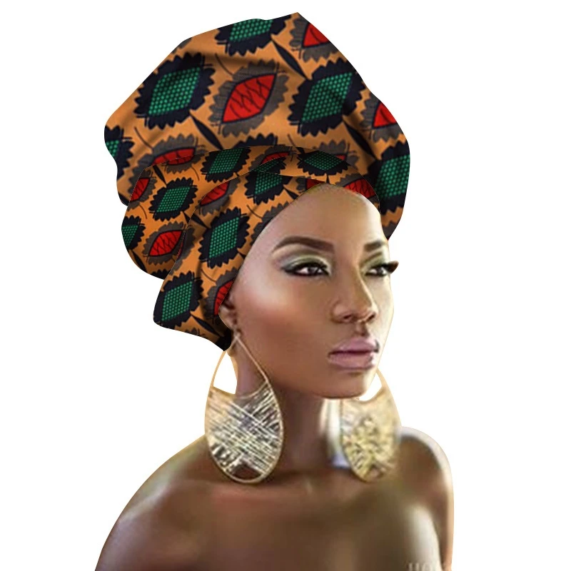 Хлопок африканский головной убор для женщин геометрический Базен шарф новая Африка традиционная мода платье для взрослых 90*110 - Цвет: Color23