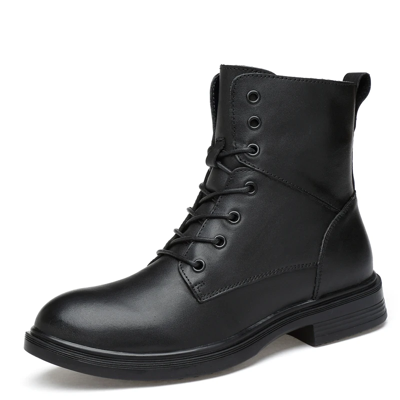 

Fashion Motorcycle Boots Male Female Leather Martins Shoes Autumn Winter Styles Mid-Calf High Boots Plus Size 35-56 Nice New