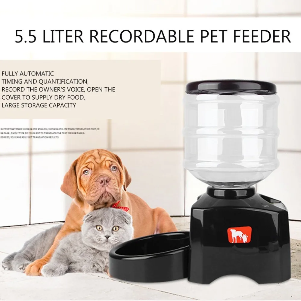 5.5L Умная автоматическая кормушка диспенсер для еды питатель для домашних животных с ЖК-дисплеем таймер звукозаписи программируемый для собаки кошки
