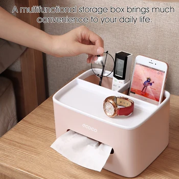 

ECOCO Tissue Box Cover with Removable Tray Napkin Holder Dispenser Storage Box Case Caddy Organizer Home Car Napkins Holder Case