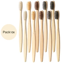10 шт./компл. окружающую среду с бамбуковым древесным углем Зубная щётка es деревянной ручкой Зубная щётка Эко-дружественных Уход за полостью рта мягкая зубная щетка со щетиной