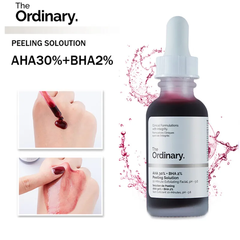 

10-Minute Exfoliating Face The Ordinary AHA 30% + BHA 2% Peeling Solution 30ml Facial Serum Remove Acne Whitening Skin Care