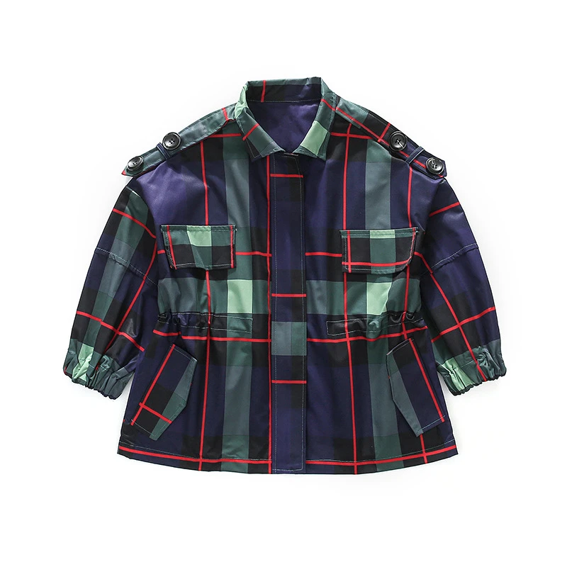  fashion Autumn spring Children Clothes Kids Plaid Jacket Long Sleeves Grid Outwear Baby Boys Girls 