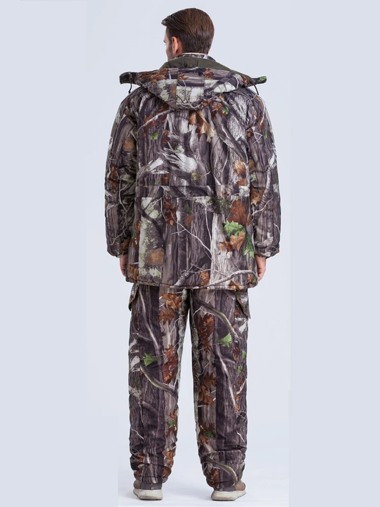 Bionic dead tree pattern camouflage suit,Winter Cotton-padded clothes Ghillie Suit,Wear resistant, warm Coat and trousers