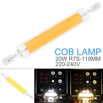 

20W 118mm 220-240V Mini Glass 360 Degrees Dimmable Warm White / Cool White with Horizontal Plug COB Replace Halogen Lamp