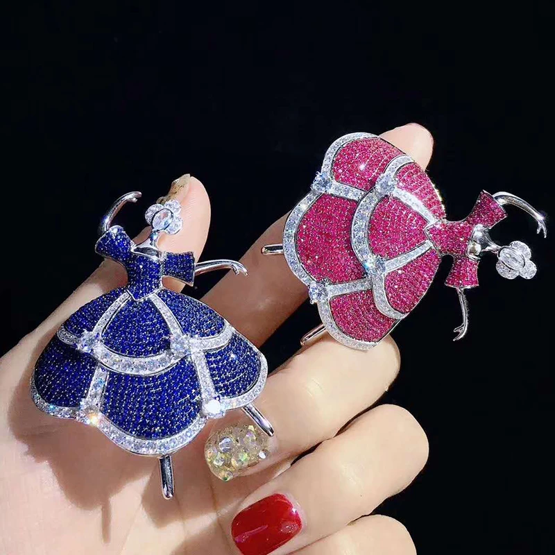 TOP Grade Cubic Zirconia Pave Ballet Girl Brooch