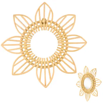 

Interior Decorations Rattan Mirror Frame Hotel Living Room Art Decoration Bathroom Hanging Retro Wicker Willow Makeup