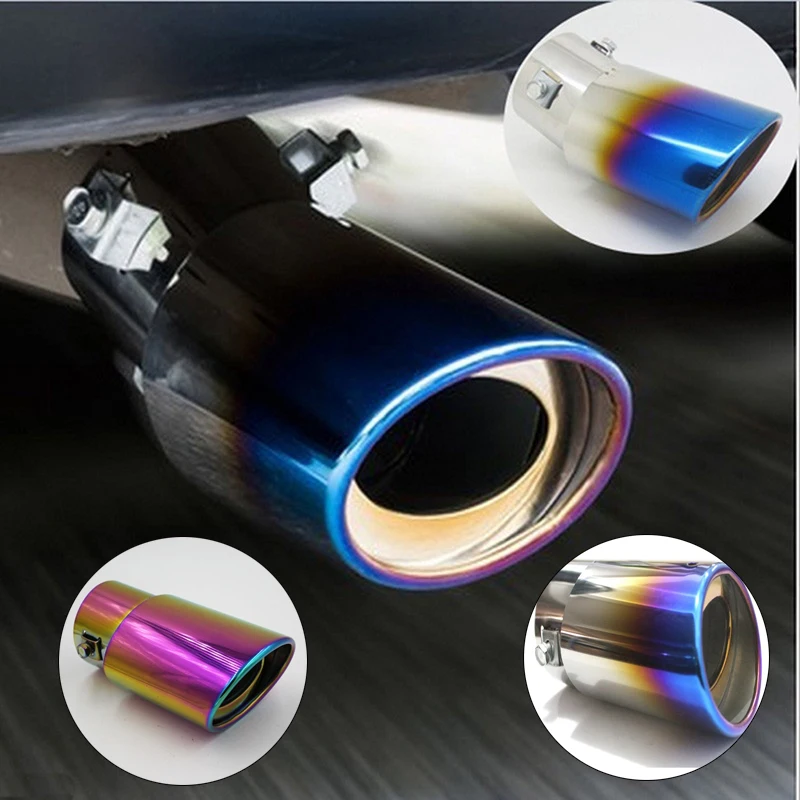 Car Vehicle Curved Tail Throat Rear Round Exhaust Pipe Muffler Tip Universal