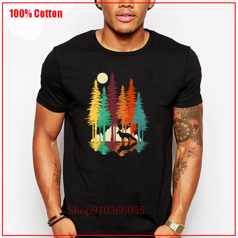 Футболка с принтом леса Красной лисы крутая футболка буквенным 100% хлопок высокое
