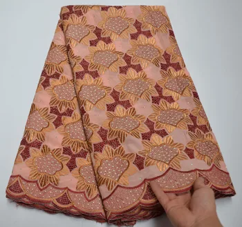 

5Yards Pure Cotton African Dry Lace Fabric With Stones Nigerian Lace Fabric High Quality Swiss Voile Lace In Switzerland RR5-8