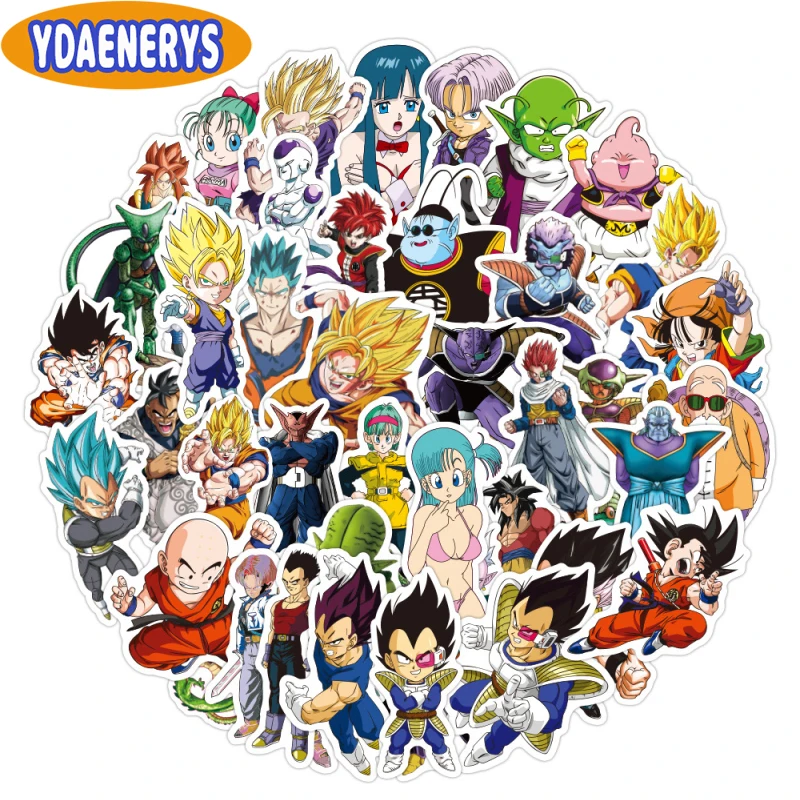 

50Pcs/Pack Dragon Ball Japan Anime Sticker Super Saiyan Goku For Skateboard Guitar Laptop Car DIY PVC Stickers Decals Home Decor