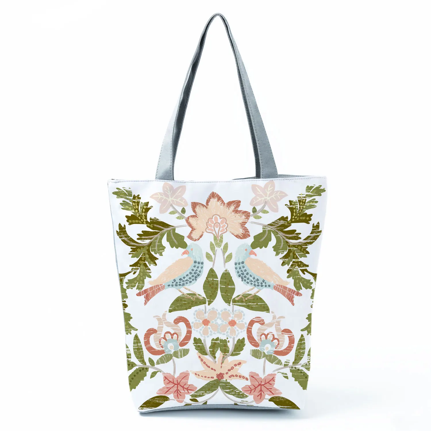 Female Canvas Handbag Fashion Colorful Embroidery Floral And Bird Printed Lady Shoulder Bag Summer Women Tote Eco Shopping Bag 