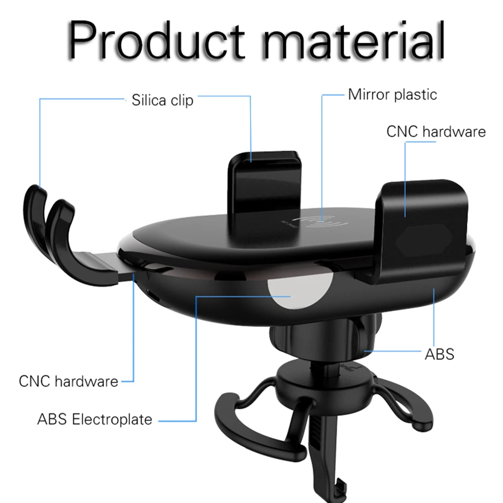 10W Fast Wireless Car Charger Intelligent Sensor Air Outlet Phone Holder Automatic Contraction Arm For Max Samsung S9