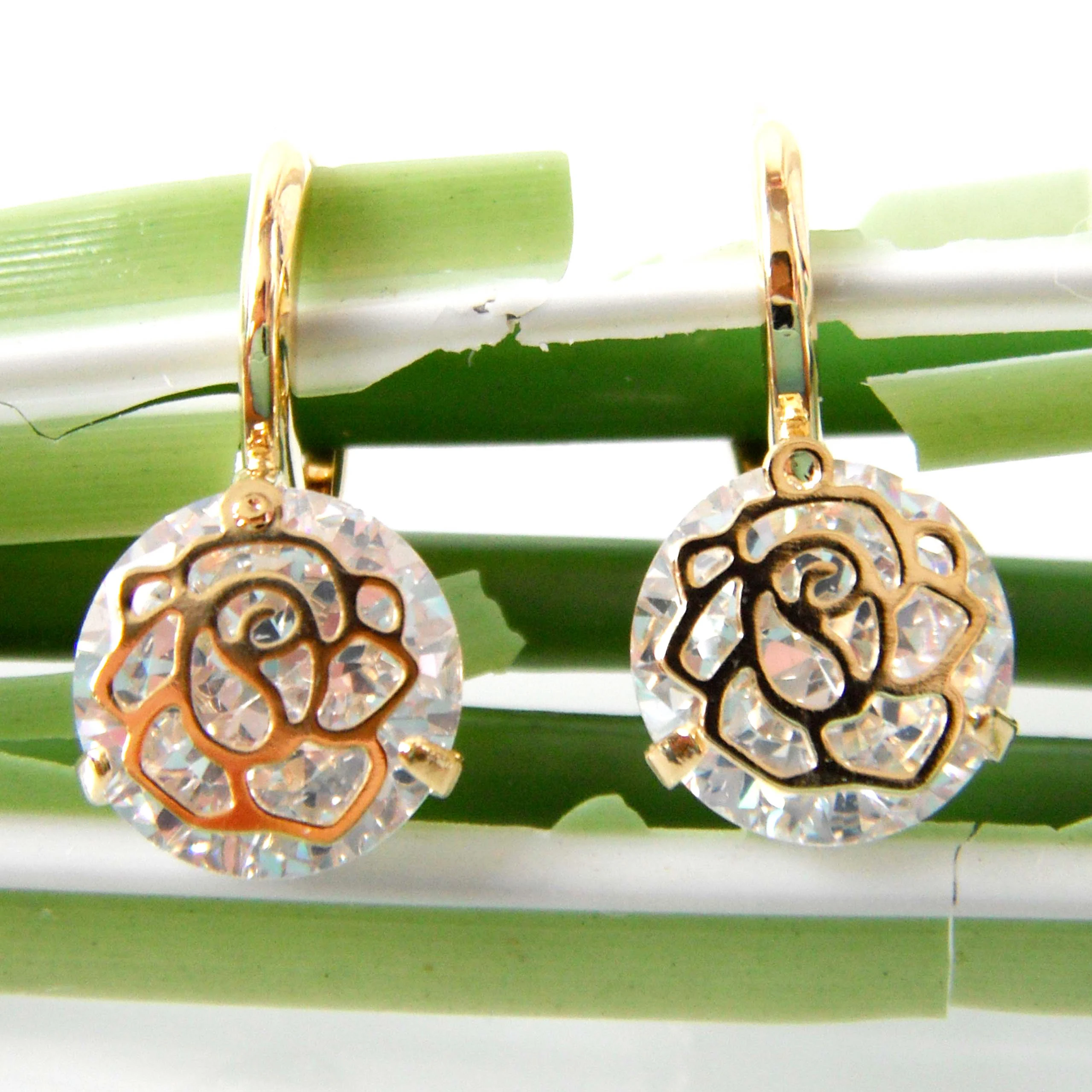 Серьги кольца Navachi с фианитами круглые 1 0 см SMT2851|hoop earrings|flower hoop earringsearrings earrings |