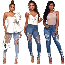 Echoine Denim Ripped Jeans Woman Jeans Mujer Womens Jeans Stretch Femme Jeans Pants Womens Trousers Vaqueros Mujer Plus Size