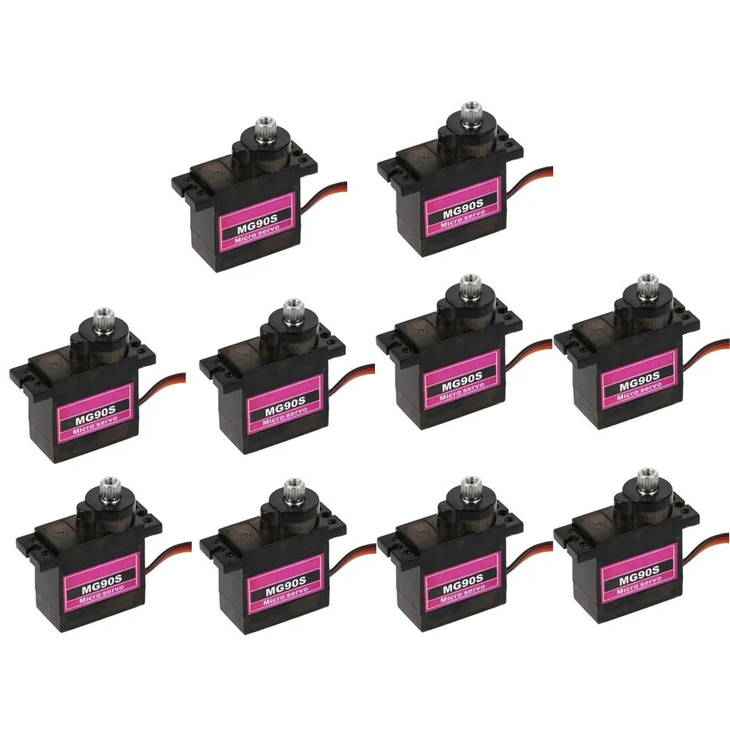 10pcs Mg90s Micro Metal Gear 9g Servo For Rc Plane Helicopter Boat Car 4.8v- 6v Accessories Parts Игрушки Для Детей | и хобби