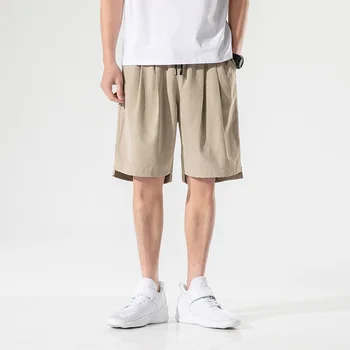 

Streetwear Casual Shorts Men Elastic Waist 2020 Summer Beach Shorts Loose Solid Bermuda Knee Length Fashion Breathable Shorts