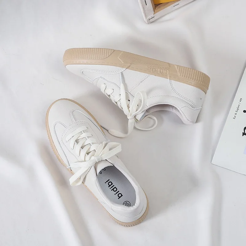 Women's Sports Shoes Leather Shoes 2021 New Casual Shoes Flat Bottom Women's Fashion Trend Comfortable Vulcanized Women's Shoes