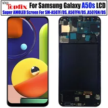 Para samsung galaxy a50s a507 display lcd de toque digitador da tela com moldura assembléia substituição para samsung a50s lcd