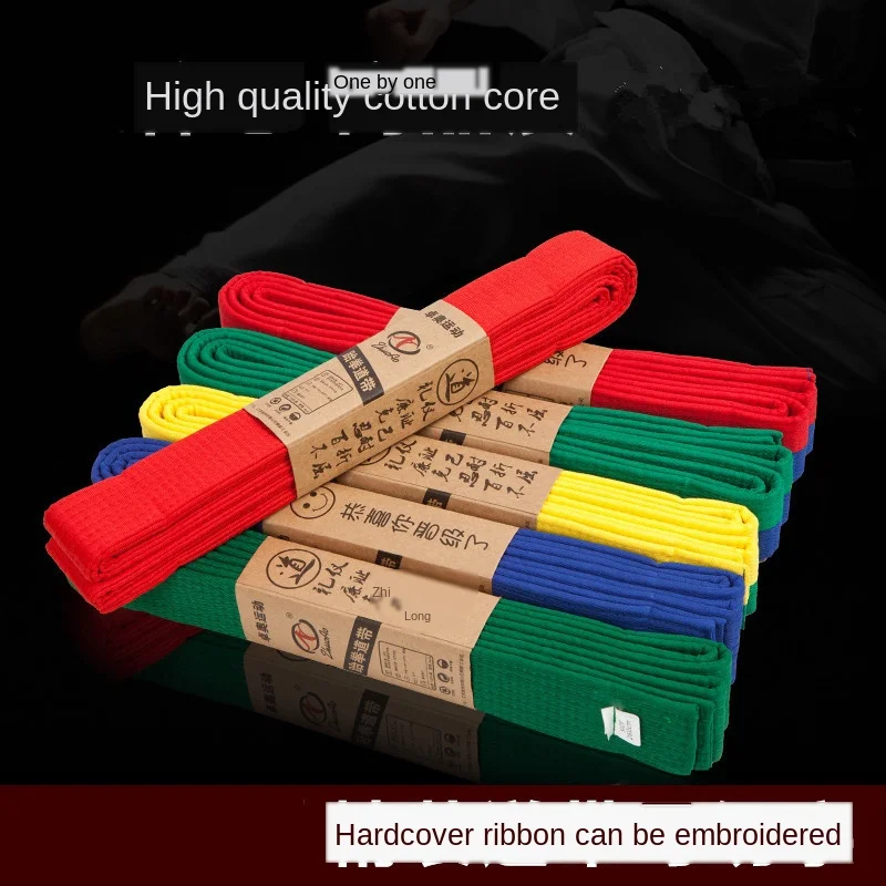 Martial Arts Belts 1.6 To 2.8M Mutlicolors Cotton Kids Adults Taekwondo Belt Ribbon Waistband Judo Wushu Black Yellow DEO