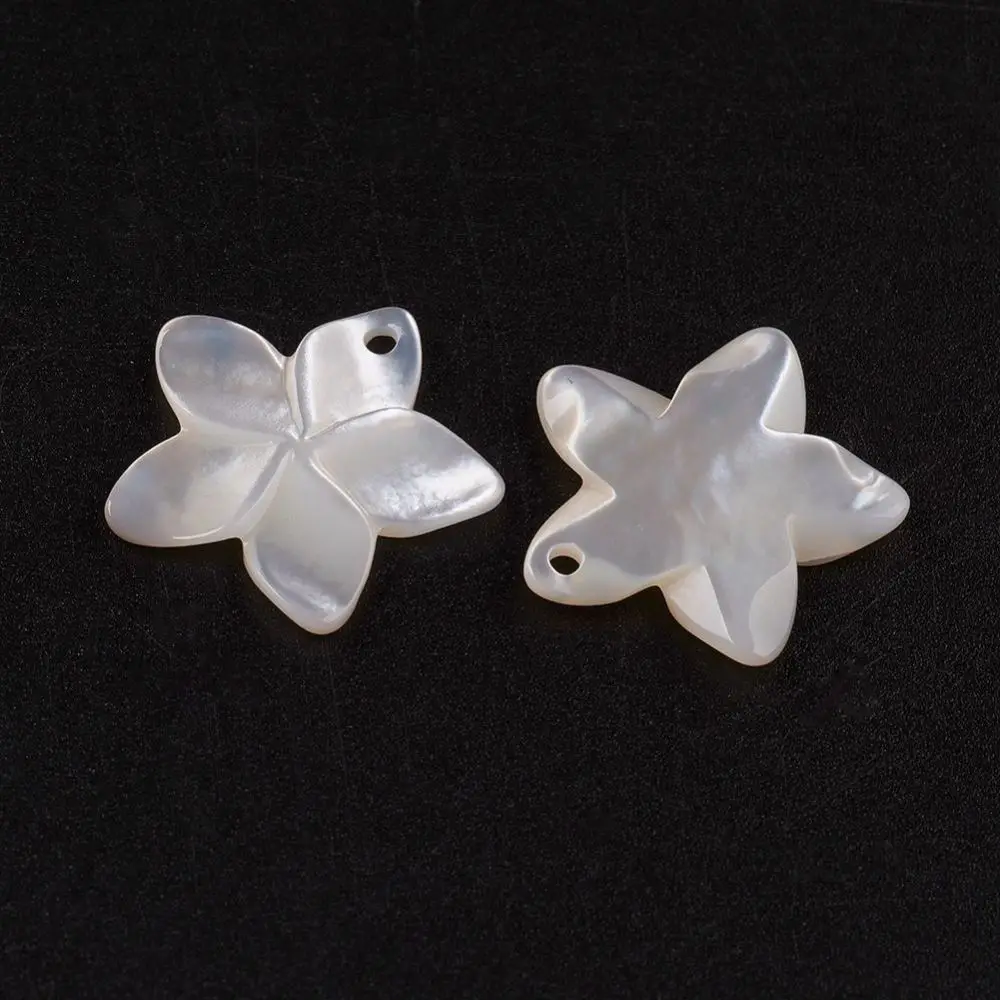 10pcs Natural Flower White Flower Shell Mother of Pearl Shell Pendants Charms for Jewelry Making Decor 18.5x19x2mm Hole: 1.5mm 2