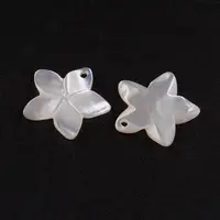 10pcs Natural Flower White Flower Shell Mother of Pearl Shell Pendants Charms for Jewelry Making Decor 18.5x19x2mm Hole: 1.5mm 2