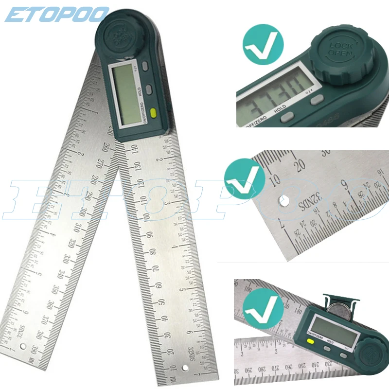0-200mm 0-300mm Updated Stainless Steel Digital Protractor Inclinometer Goniometer Plastic Electronic Angle Caliper