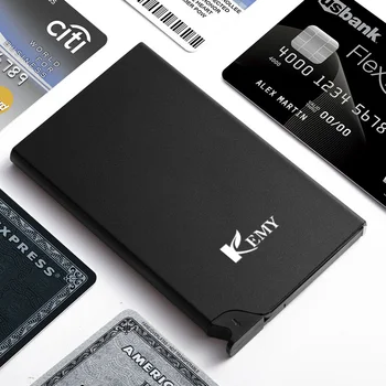 

KEMY Metal Mini Money Clip Brand Fashion Black White Credit Card ID Holder With RFID Anti-thief Wallet Men